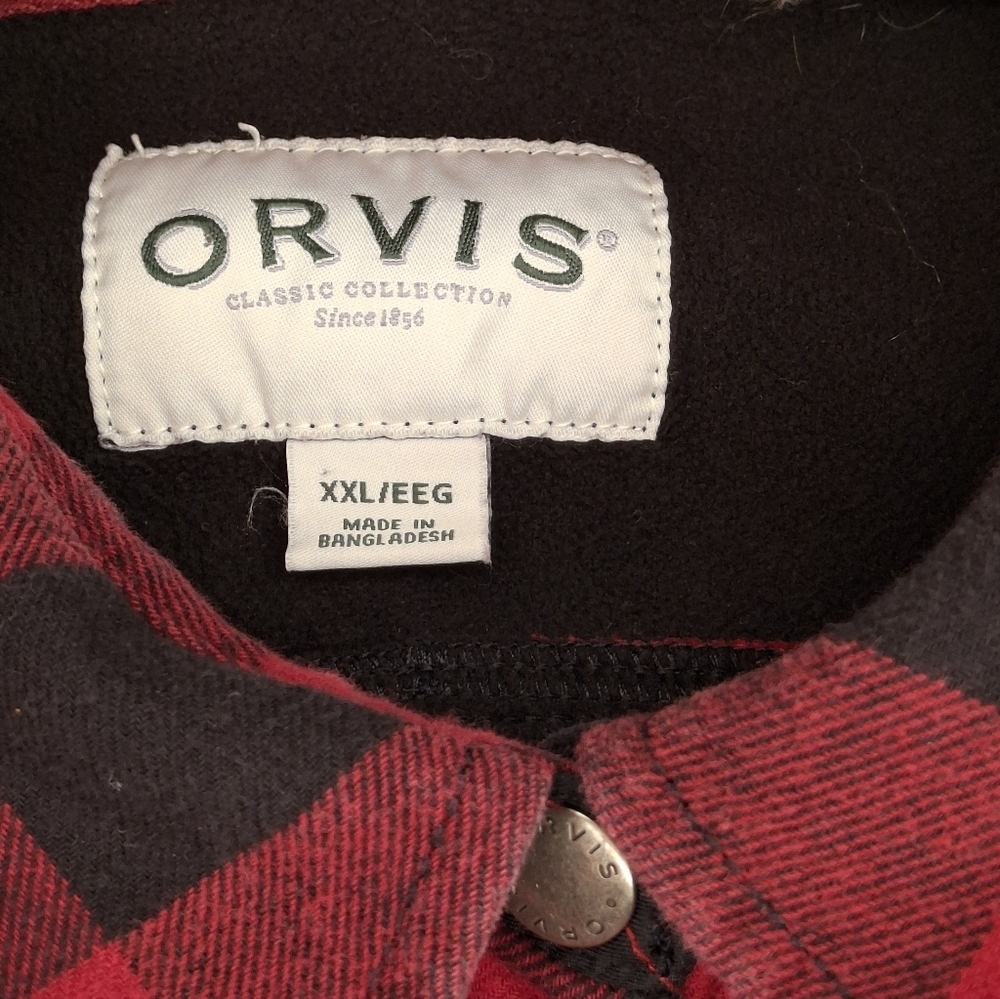 Orvis Fleece Lined Red Buffalo Plaid Flannel Shacket Shirt Jacket Women Size XXL - Picture 2 of 16